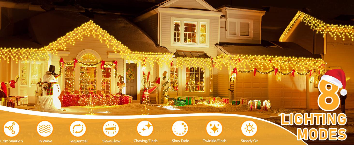 Christmas lights for roof eaves railings and fences