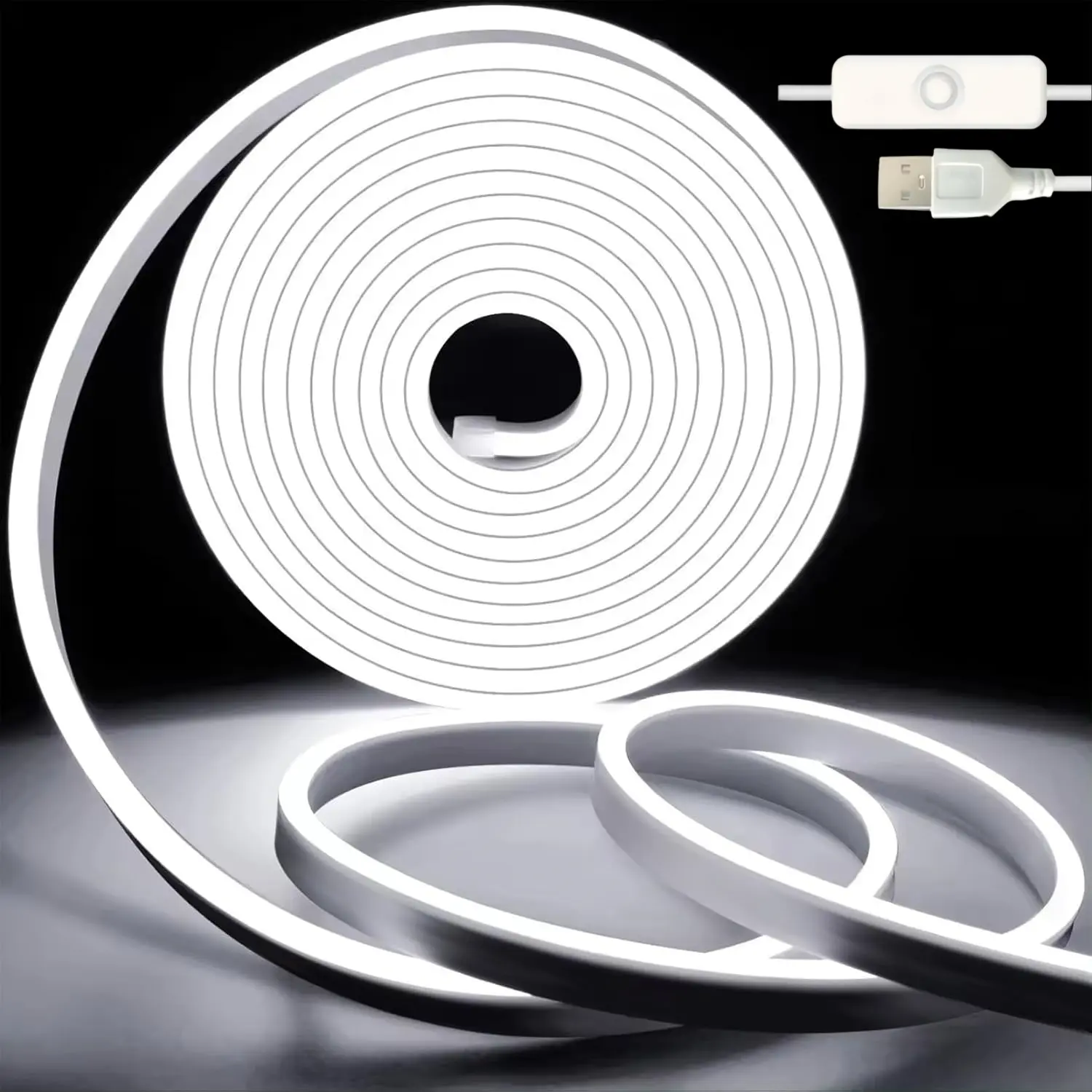 LED Neon Rope Lights 6.6Ft/10Ft/13Ft, Cool White Neon Lights Outdoor Waterproof, Silicone Flexible DIY LED Strip Lights for Gaming Bedroom Outdoor Decor (Cool White)