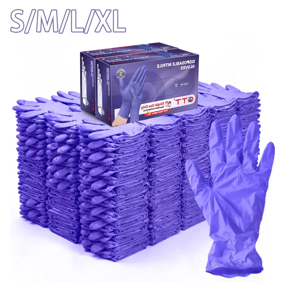 200/500Pcs Heavy-Duty Nitrile Gloves Black/Violet-5.5 Mil Thick-Bulk Box Durable Gloves, Powder free Latex-Free, Single-Use, Heavy-duty Disposable Gloves, for Food Preparation Cleaning, Tattoo, Hair Dyeing, Pet Grooming, Beauty Salons, Household Chores