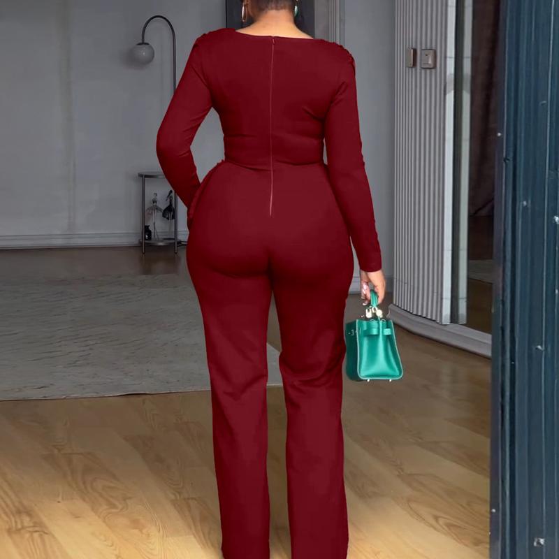 ChicMe Cowl Neck Asymmetrical Patchwork Ruched Jumpsuit Valentine's Day Wedding Guest Wedding Casual Cinched Waist Zipper Back Straight Leg Jumpsuit ChicMe Cowl Neck Asymmetrical Patchwork Ruched Jumpsuit Valentine's Day Wedding Guest Wedding Casual Cinched Waist Zipper Back Straight Leg Jumpsuit