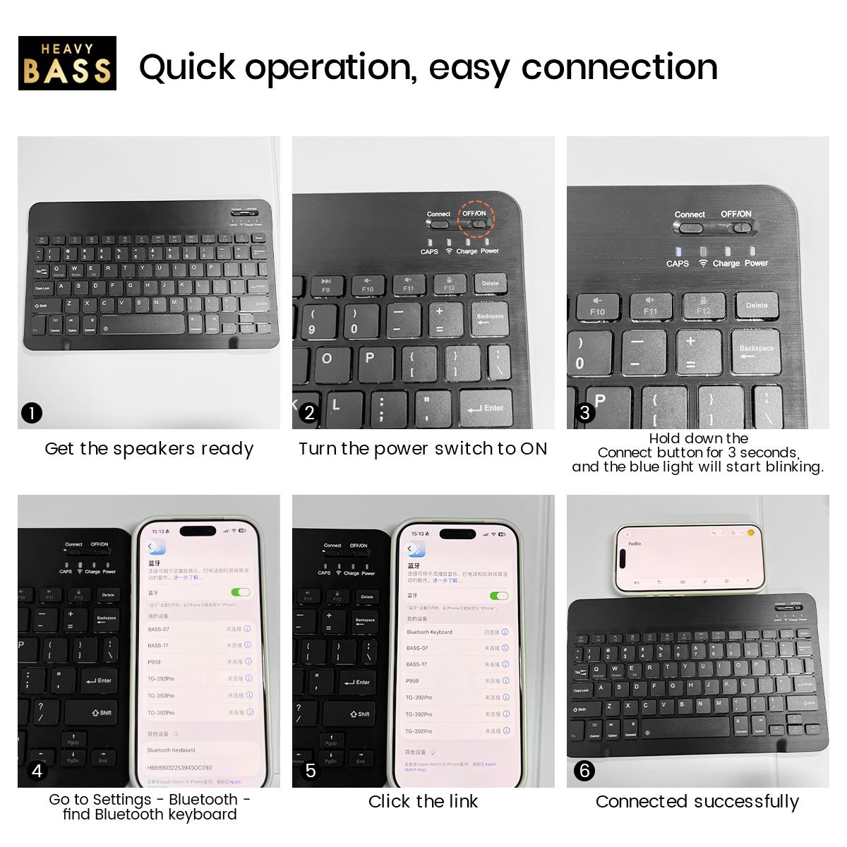 Ultra Light Wireless Bluetooth Keyboard - Slim Mini Universal Multi-Device Compatible Keypad, Rechargeable Quiet Lithium Ion Powered, Smooth Typing, Travel-Friendly for iPad, Windows, Android Devices, Ultra Light Wireless Keyboards