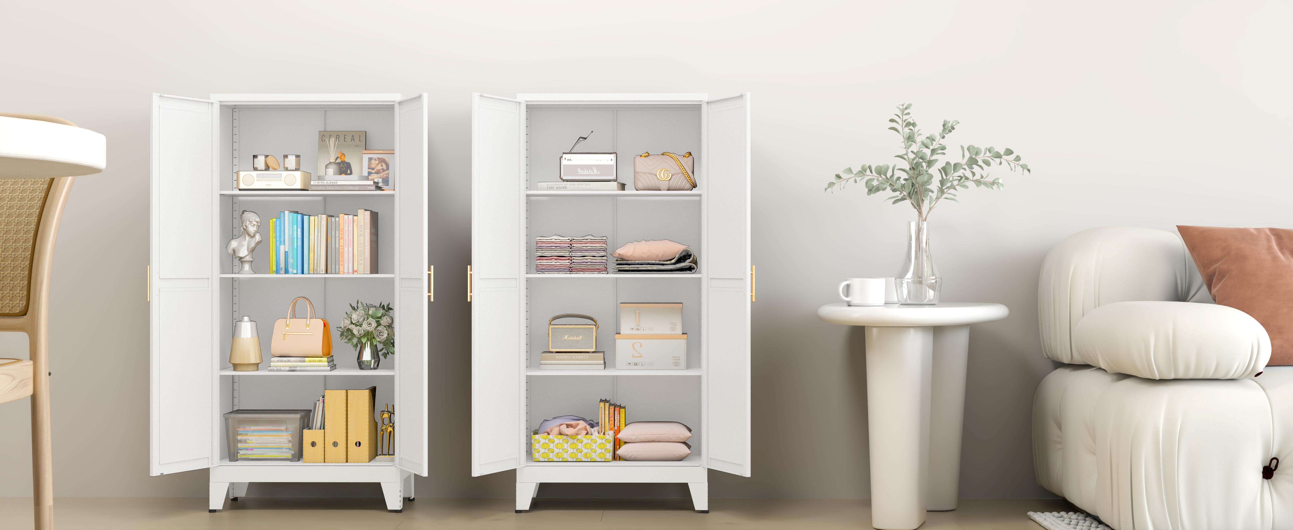 Metal Pantry Cabinet 47"with 2 Doors & 3 Adjustable Shelves, Kitchen Pantry Storage Cabinets for Dining Room, Living Room, Bathroom Furniture Organization storage cabinets drawer dresser Freestanding Cupboard Metal Pantry Cabinet 47"with 2 Doors & 3 Adjustable Shelves, Kitchen Pantry Storage Cabinets for Dining Room, Living Room, Bathroom Furniture Organization storage cabinets drawer dresser Freestanding Cupboard