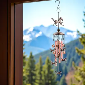 Horse Wind Chimes for Outdoor- Aluminum Wind Chime ornament, Hanging WindBell for Home patio BackYard Outdoor Decoration,Garden decor,memorial Gift