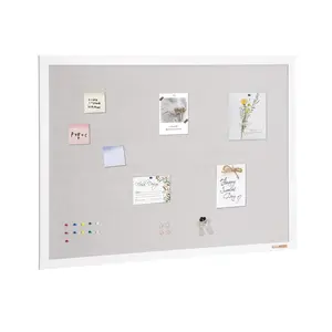 VEVOR 48"x36" White Cork Board with Linen Surface – Stylish Wall-Mounted Bulletin Board for Home,  , School, Office – Elegant & Functional Noticeboard