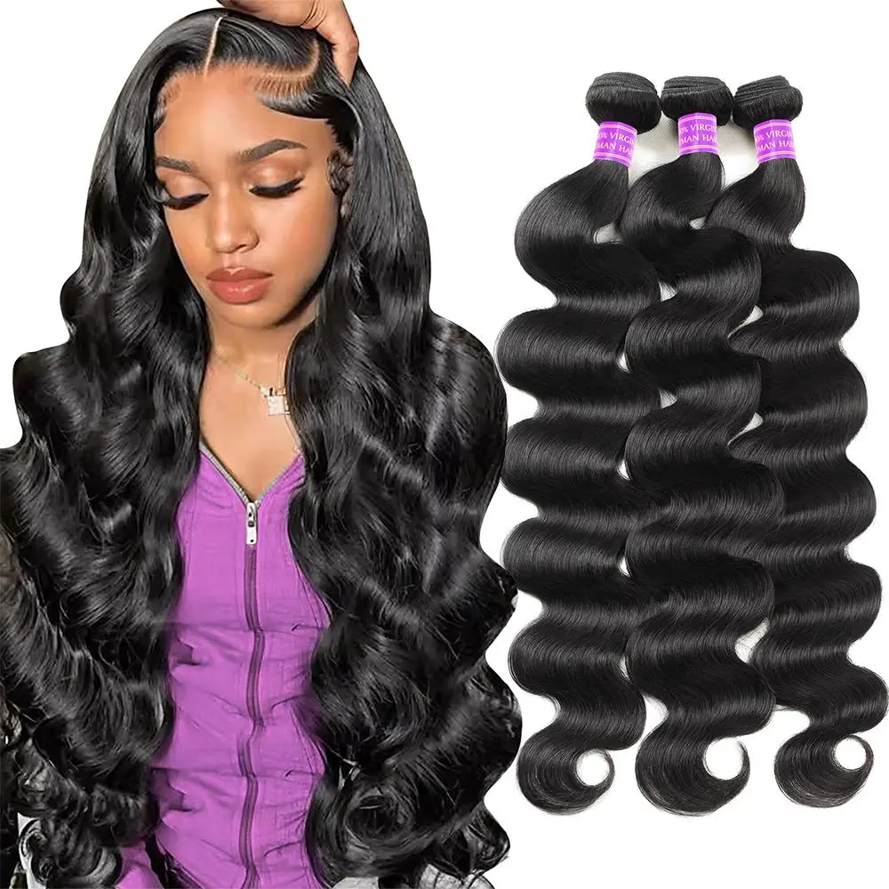 Brazilian Body Wave/Straight Human Hair Bundles Quick Weave Extensions Straight Hair Bundles 1 3 4 PCS Human Hair Weave Bundles 12-30 Inch Hair Bundle #Summervibes