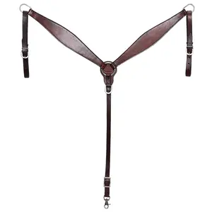 HILASON Western Horse Headstall Breast Collar Set Genuine American Leather Plain Dark Brown | For Horses