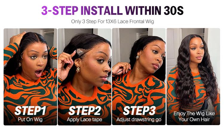 [250% Density] Megalook 13x6 Glueless Lace Frontal Wig Deep Curly Pre-Everything Put On Go Wig Natural Hairline Tiny Knots HD Lace Skin Melted With Drawstring