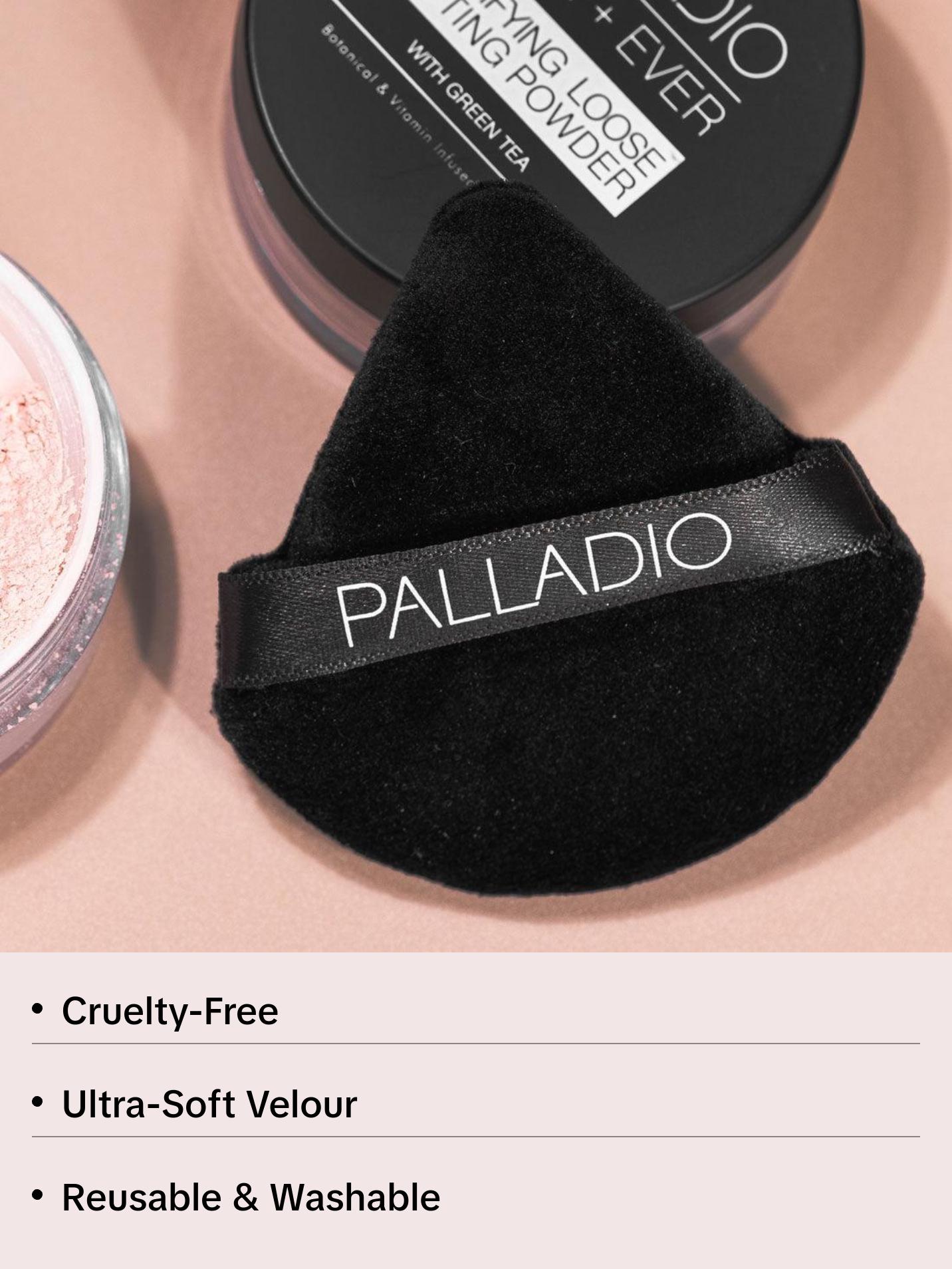 Palladio Triangle Powder Puff - Ultra Soft Velour Vegan Makeup Applicator for Loose & Pressed Powders Cruelty Free Paraben Free Gluten Free