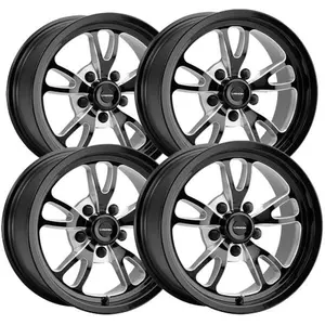 (Set of 4) Staggered-Vision 149 Patriot 15" 5x4.5" Black/Milled Wheels Rims