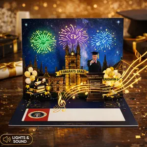 Graduation Card 2026 – 3D Pop Up Card with Sound & LED Lights, Funny Talking Greeting Card – Presidential Style Graduation Gift for Son Daughter – College High School Class of 2026, 7.8x5.8" with Envelope