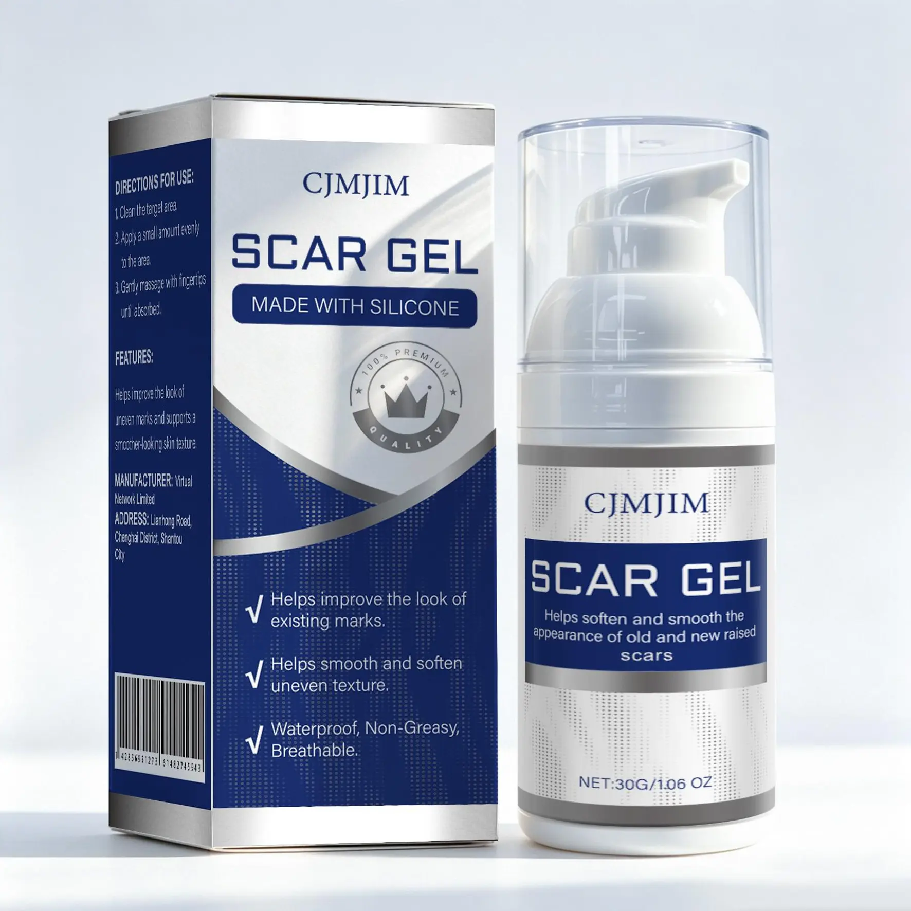 Advanced Silicone Scar Gel for Surgical, C-Section & Stretch Marks - Fast-Absorbing Lightweight Treatment to Fade Old & New Scars for All Skin Types - 30g, Healthcare, All Types, Scar Cream Gel