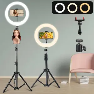 12" Selfie Video Light with 63" Tripod Stand, Dimmable Ring Light with Phone Holder & 3 Color Modes, Designed for Live Streaming Fill Light, Makeup, Vlogging - Perfect for March Madness, Spring Break, World Cup, Easter Event Creation