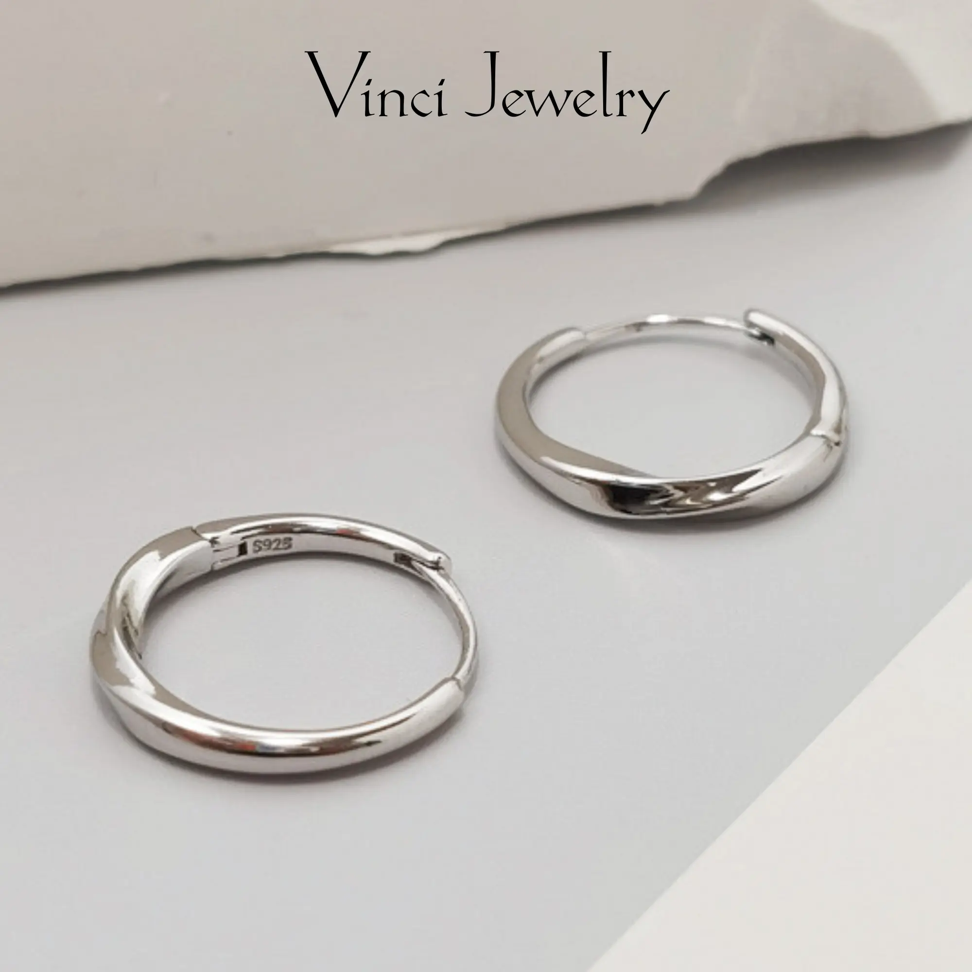 Sterling Silver Simple Twisted Earrings, Hypoalllergenic 16mm Small Diameter Huggie Earrings, Elegant and Fashionable Women's Ear Jewelry, Unisex Smooth Surface Earrings Perfect Gift for Daily Wear