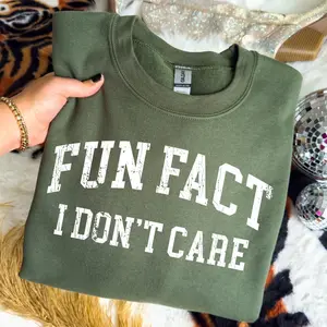Fun Fact I Dont Care Sweatshirt, Funny Sarcastic Crewneck, Snarky Introvert Humor Shirt, Unbothered Graphic Sweatshirt