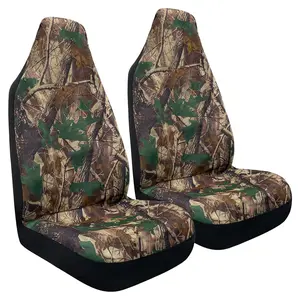 Camo Universal Front Car Seat Covers Waterproof Highback Bucket Seat Covers Green Forest Camouflage Print-Fit Most Cars, Trucks, SUVS, Vans 2 PCS Auto Seat Covers Car Seat Protector