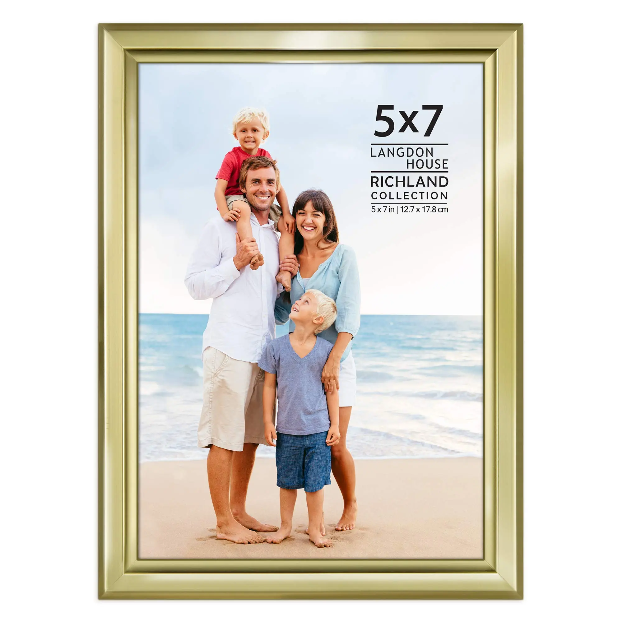 Langdon House Richland Collection 5x7 Gold Photo Frame - Distinguished Edging for Classic Farmhouse Decor, Gold Document Frame with Marble Accents, Gold Document Frames