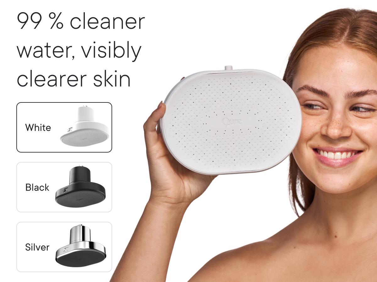 Qure Showerhead filter for Hard Water - Get healthier Hair, Skin & Nails by reducing 99,9% Chlorine | High Pressure Shower head, Improve your Beauty and Skincare Routine, Dermatologist-approved