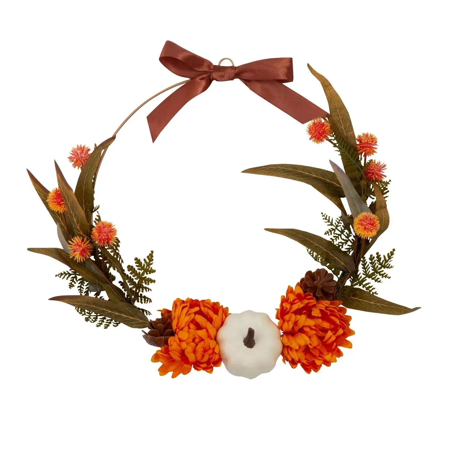 Fall Plastic Decorative Flower Wreath Accessory Kit - Gold Wire, DIY Flowers, Craft Ideas, Harvest & Pumpkin Elements, Makes 1 Wreath