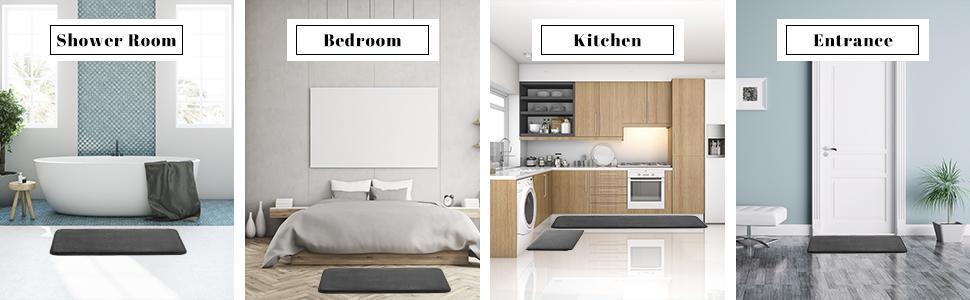 Shilucheng Cozy Memory Foam Bath Mats & Rugs - Ultra Absorbent & Anti-skid, Soft Velvet Unique Rug for Bathroom/Kitchen/Bedroom Floor, Wash Free