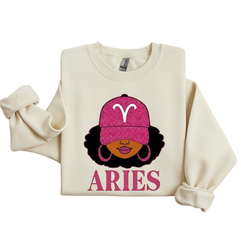 All 12 Zodiac Slay Girl Sweatshirt, Glitter Astrology Hat Graphic for Adults, Full Horoscope Star Sign Collection with Bold Zodiac Letter Design, Unisex Astrology Gift for Men And Women - AG