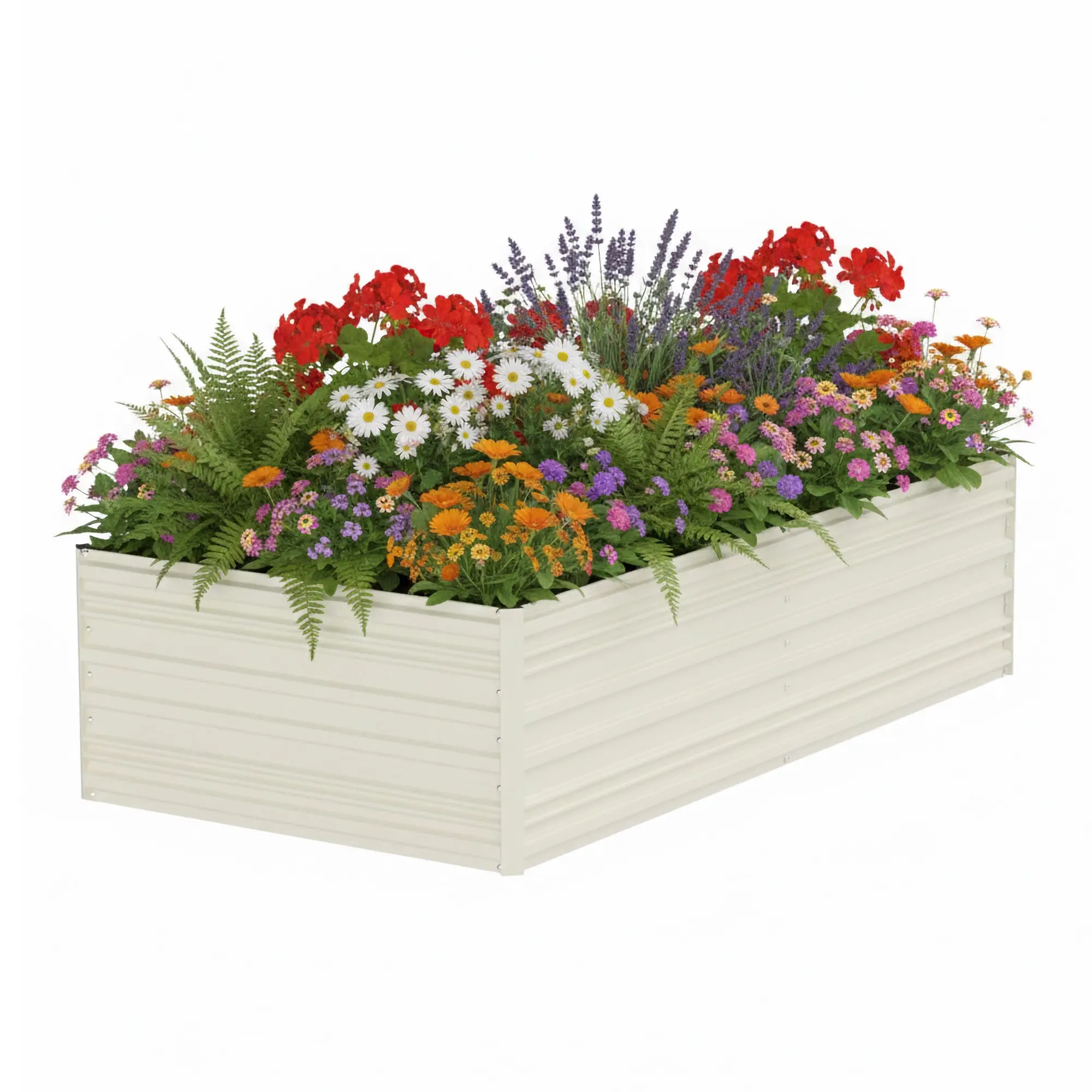 #backtoschool WORKPRO Outdoor Galvanized Raised Garden Bed, Rust-Resistant Planter Raised Beds for Vegetable, Flowers, Herbs, White
