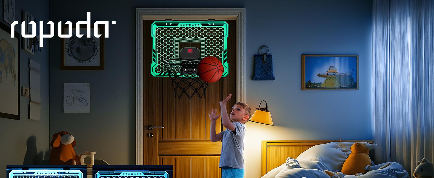 (Summer Turn-Up)Ropoda Mini BasketballHoop - Glow in The Dark Mini Basketball with Clear Polycarbonate Backboard, Durable Design, Easy Assembly & Storage Instructions, Summer Turn Up & Father's Day Deal