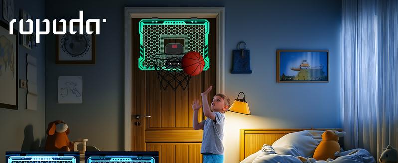 (Summer Turn-Up)Ropoda Mini BasketballHoop - Glow in The Dark Mini Basketball with Clear Polycarbonate Backboard, Durable Design, Easy Assembly & Storage Instructions, Summer Turn Up & Father's Day Deal