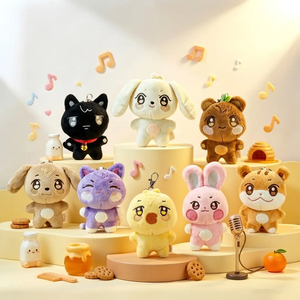 Atz Plushie Keychain - 10cm Kawaii Cartoon Stuffed Doll Pendant, Soft Aesthetic Boost Trendy Fyp Style Accessory, Kpop Fan Gift, Teen Bag/Backpack Charm
