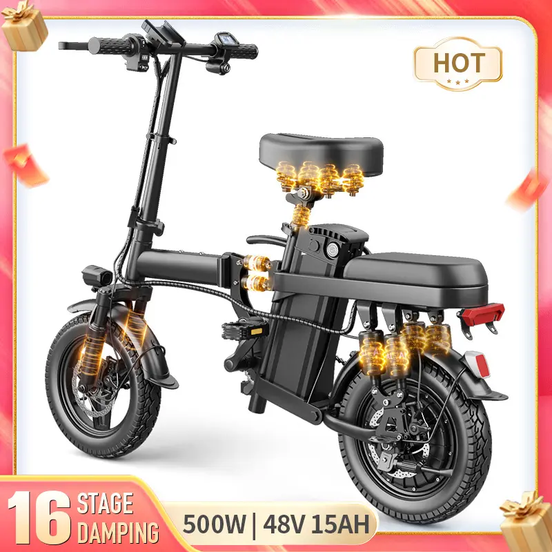 Adult Electric Bicycle - Portable Foldable Ebike, 700W 48V 15AH Commuter Ebike with Detachable Battery, 20mph Speed, 16-Stage Damping, Lightweight Cycling Equipment for Sports & Outdoor Leisure, Ebikes, Portable Foldable Bikes