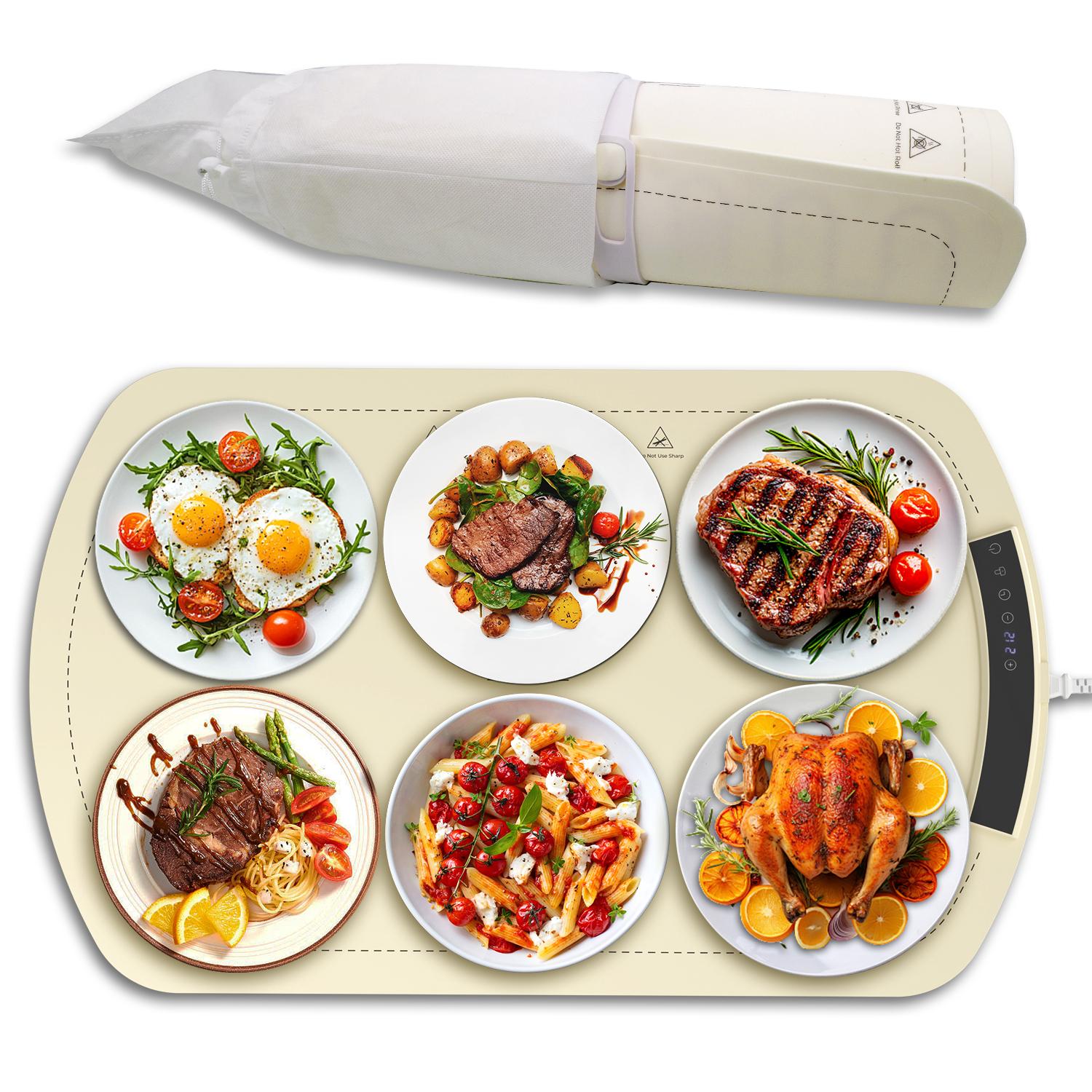 Kismile Food Warming Mat Fast Full-Surface Electric Tray with Adjustable Temp Smart Safety Protection Portable Rollable Versatile Warmer for Parties Kitchen Appliances