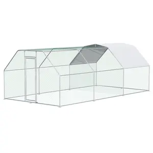 20 x 10 ft Large Metal Chicken Coop, Walk-in Poultry Cage Chicken Hen Run House with Waterproof Cover, Rabbits Cats Dogs Farm Pen for Outdoor Backyard Farm Garden