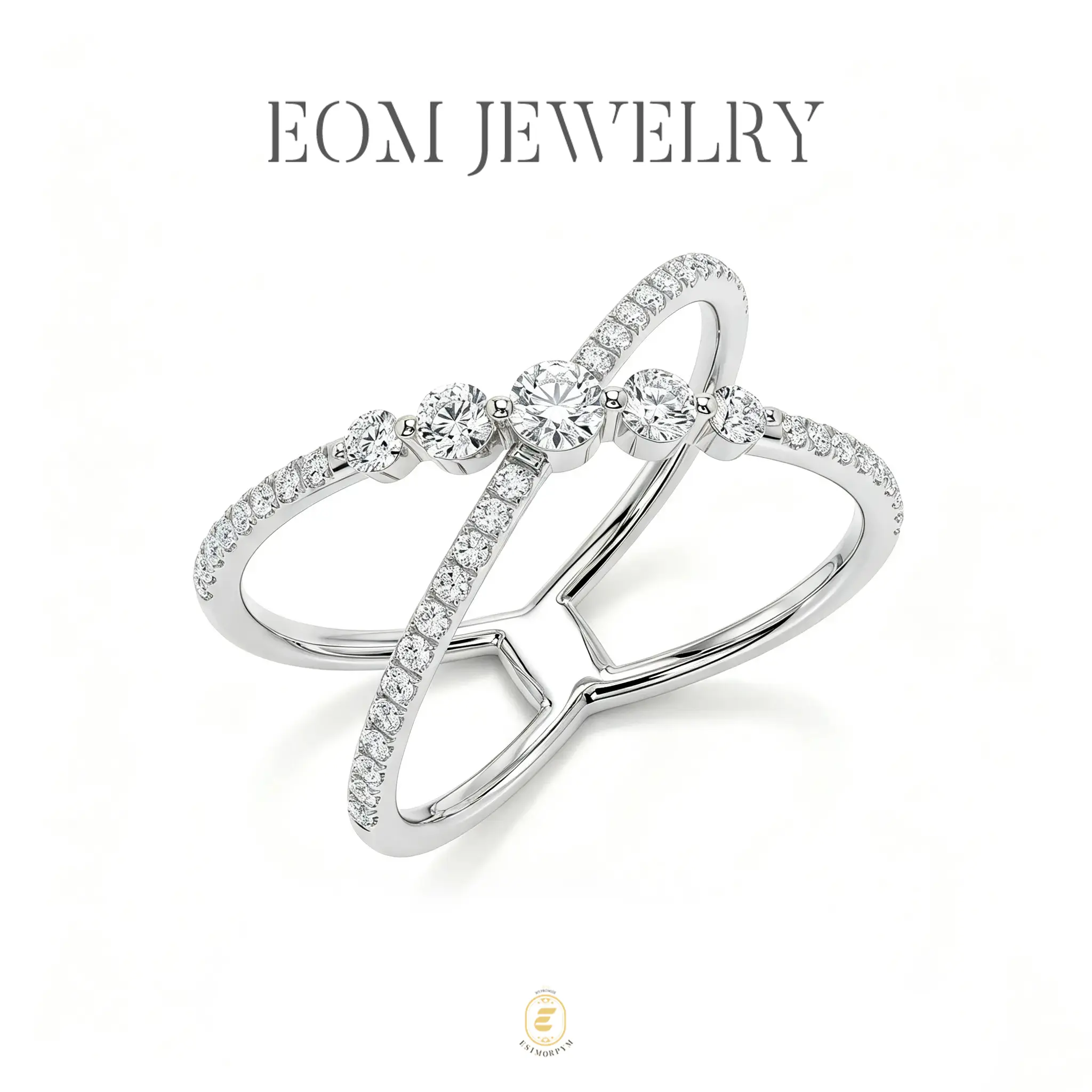 Moissanite Classy Criss Cross Engagement Ring Silver-Plated Jewelry Wedding Engagement Anniversary Valentine's Day Birthday Gift Daily Wear