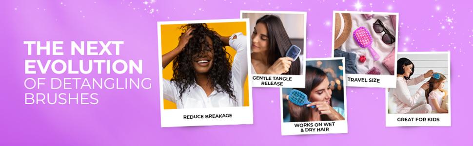 UNbrush Mini Detangling Hair Brush Travel Size, for Gentle Tangle Release, Easy Clean, Light Weight, Travel Friendly