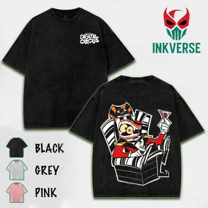 Caine v4 The Amazing Digital Circus ep 8 Menswear Gift for anime fans Top Apparel Classic Seamless Simple designer shirts Men's Regular Fit Floral Print Tee Cotton Fabric Black Casual