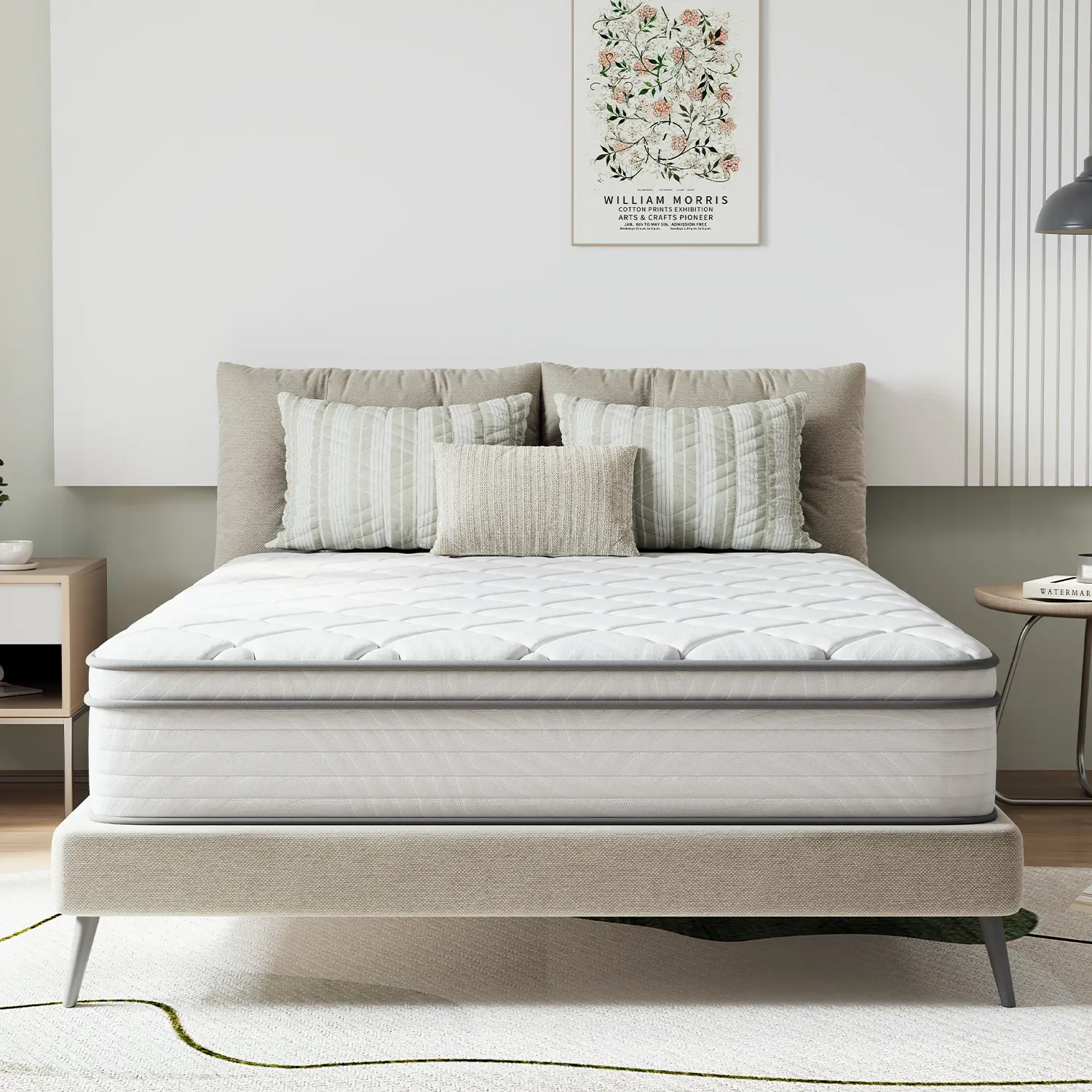 Fiberglass-Free Full/Queen/King  Medium Gel Memory Foam Hybrid Mattress -12/14 Inch-Perfect Balance of Softness & Firmness: High-Quality Mattress for All Sleepers & Body Alignment-Motion Isolation Mattress,Back To School