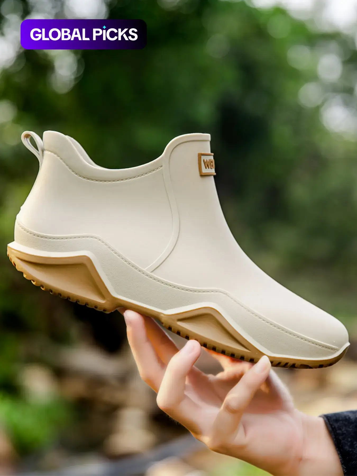 Women's Fashionable Letter Label Design Ankle Boots, Casual Waterproof Non-slip Rain Boots for Outdoor, Female All-match Round Toe Shoes for Daily Wear, Walking Shoes, Waterproof Footwear, Trendy Boots, Anti Slip Boots