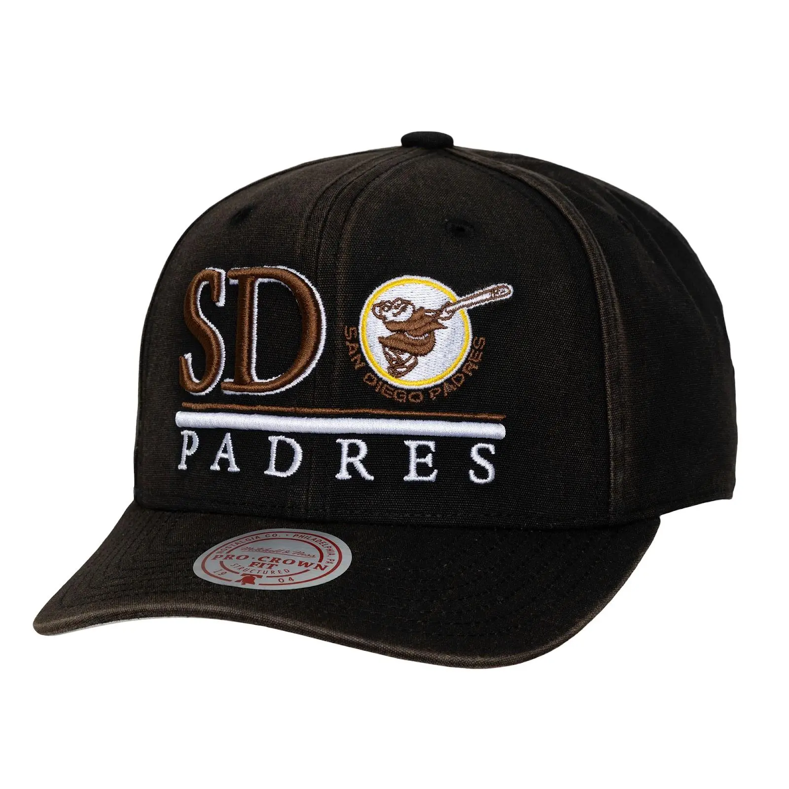 Mitchell & Ness San Diego Padres Unisex Black Cooperstown Trumble Pro Crown Snapback Hat, Casual Cotton Graphic Design, Regular Fit