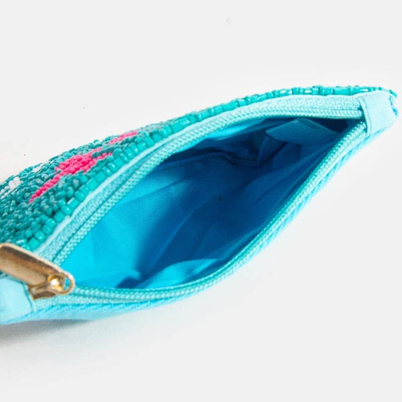 Out Of Here Airplane Seed Beaded Coin Purse