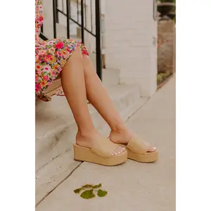 The Arya Raffia Woven Platform Wedge