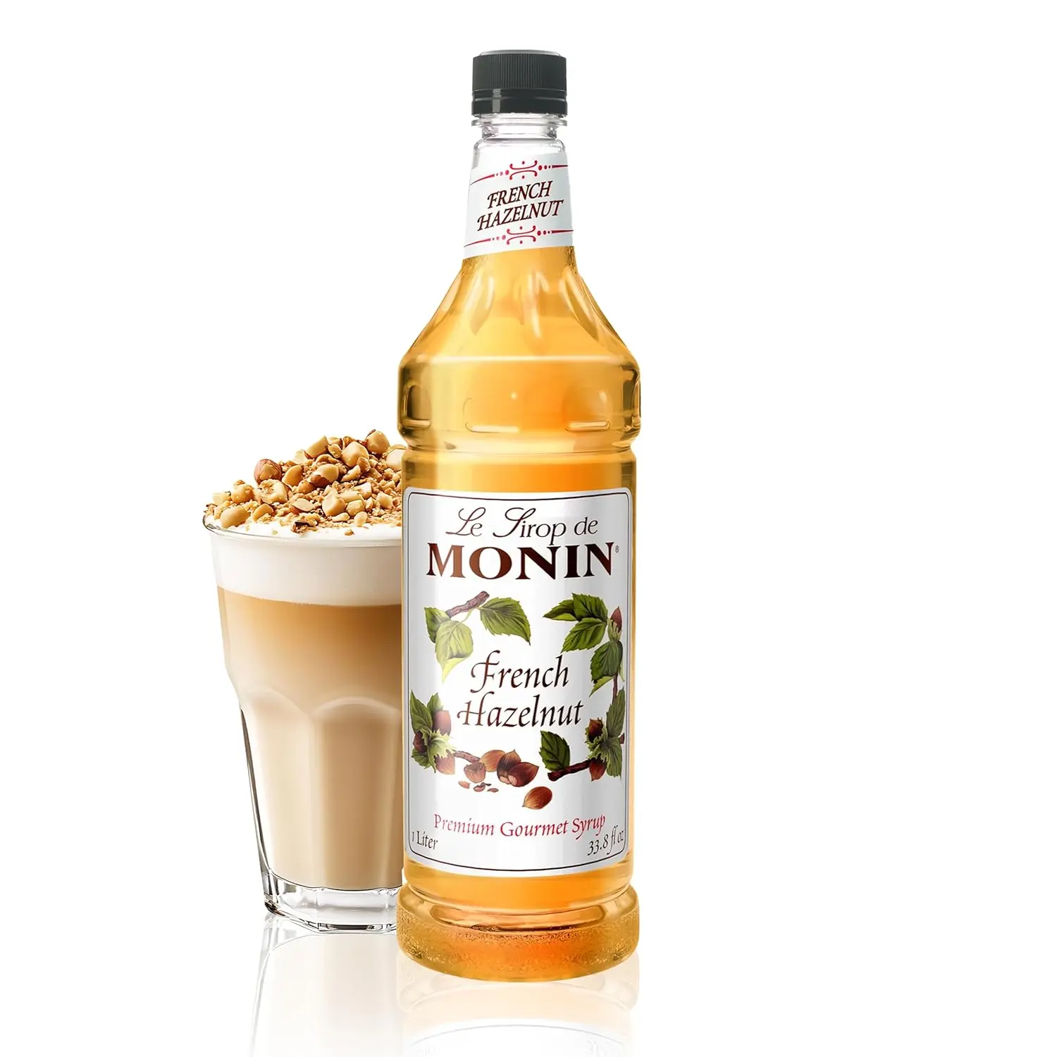 Monin French Hazelnut Syrup 1L | Premium Coffee Flavoring Syrup with Rich Nutty & Caramelized Taste | Gluten-Free, Vegan & Non-GMO