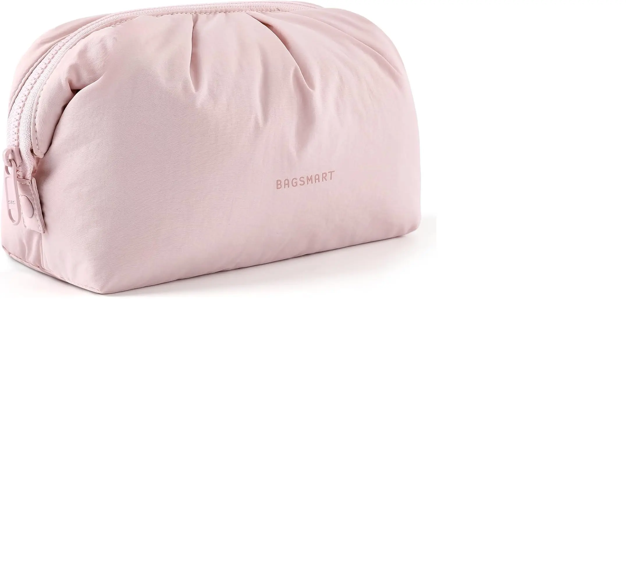 BAGSMART Women's Large-Capacity Wide-Open Makeup Bag - Travel Toiletry Pouch with Brush Storage, Pink Travel Essentials Accessory