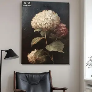 2D Flat, 1pc Vintage Hydrangea Wall Art - Framed Welcome Sign, Botanical Painting Suitable for Bedrooms, Bathrooms, Living Rooms - Door Hanger, Picture Framed, Affordable Decorative Gift, 2D Flat	