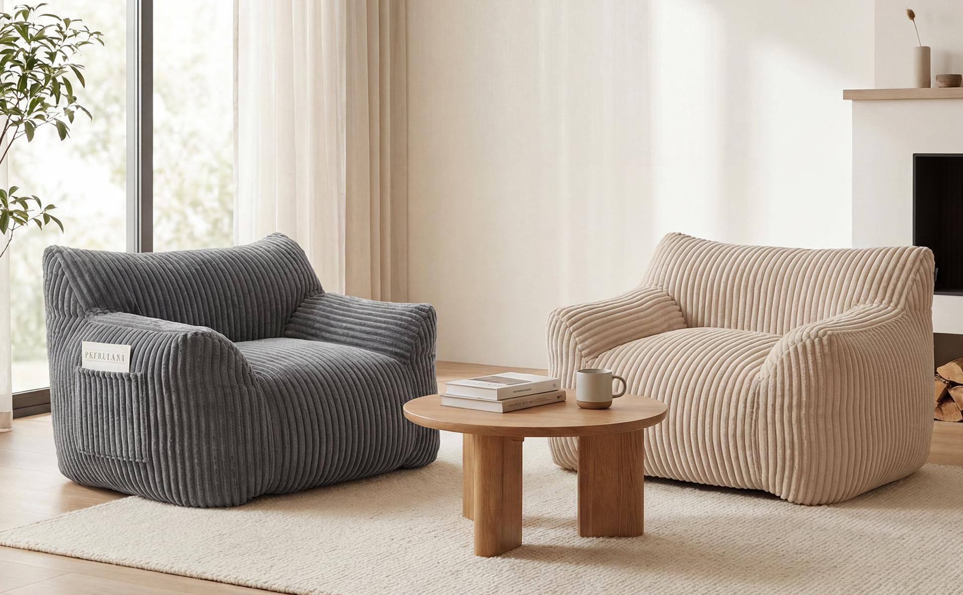 LIKIMIO Giant Bean Bag Chair with Side Pocket, Oversized Plush Fluffy Cloud Couch for Adults & Kids, Faux Fur Floor Sofa for Living Room, Bedroom, Gaming and Reading