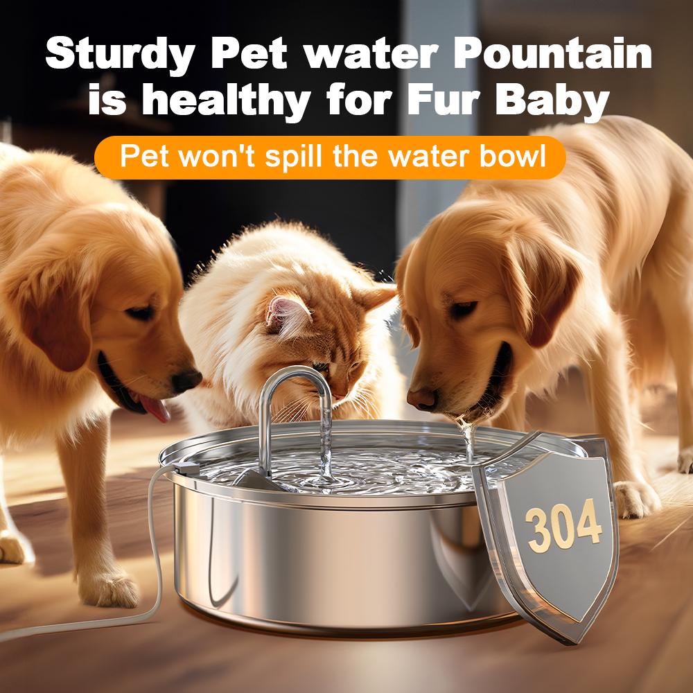 oneisall Dog Water Fountain for Large Dogs with 3  Filters, 6L Stainless Steel Dog Fountain,Ultra 35dB Quiet,Wide Drink Area for Large Dogs Cats and Multi-Pet Home drinking water bowl, automatic water feeder, stainless steel bowls, automatic water bowl