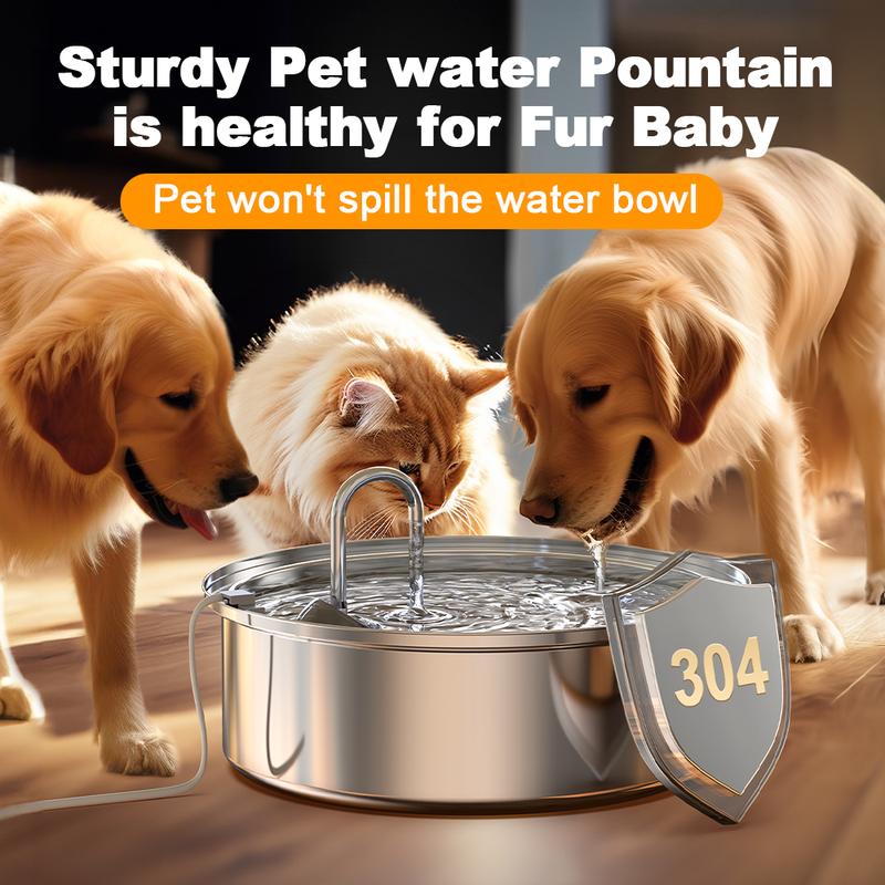 oneisall Dog Water Fountain for Large Dogs with 3  Filters, 6L Stainless Steel Dog Fountain,Ultra 35dB Quiet,Wide Drink Area for Large Dogs Cats and Multi-Pet Home drinking water bowl, automatic water feeder, stainless steel bowls, automatic water bowl