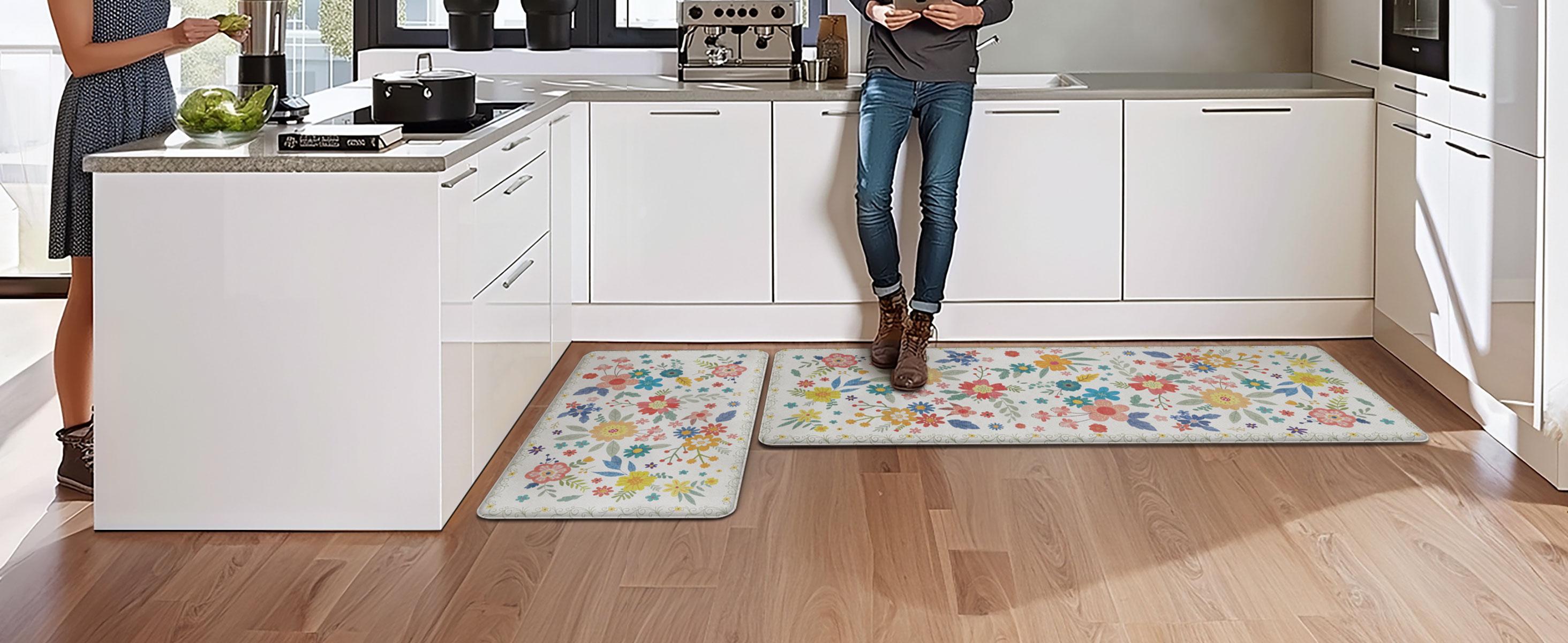 GENIMO Kitchen Mats for Floor 2PCs, Washable Anti-Fatigue Mat for Cushioned, Waterproof Kitchen Runner, Pet Friendly Rug Comfy Rug, Non Slip Ergonomic Comfort Standing Mat for Home, Runner, Office, Sink, Laundry