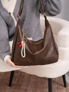 Vintage-style Women's Handbag PU Material Shoulder Bag Designer-inspired Tote Bag Vegan Artificial Leather Large-capacity Messenger Bag for Students and Commuters