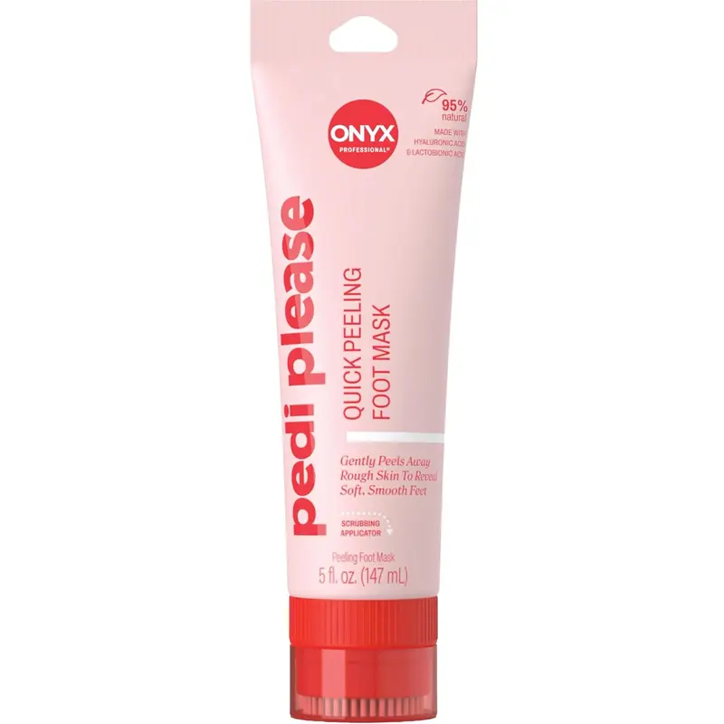Onyx Professional Pedi Please Foot Mask - Quick Peeling, Gently Peels Away Rough Skin to Reveal Soft Smooth Skin, Includes Built-in Brush & Scrubbing Applicator, 5 fl. oz. A Gentle Gel Daily Exfoliant with Hyaluronic Acid