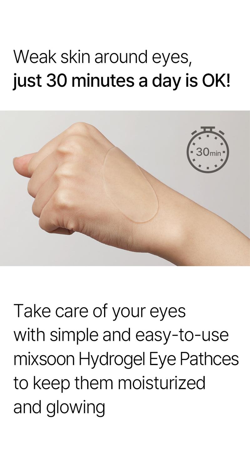 [mixsoon Official Shop] Cica-Hyal Hydrogel Eye Patch 30 pairs (60ea) - Skin Calming & Moisture Replenishment Eye Patch, Korean Skincare for Glass Skin