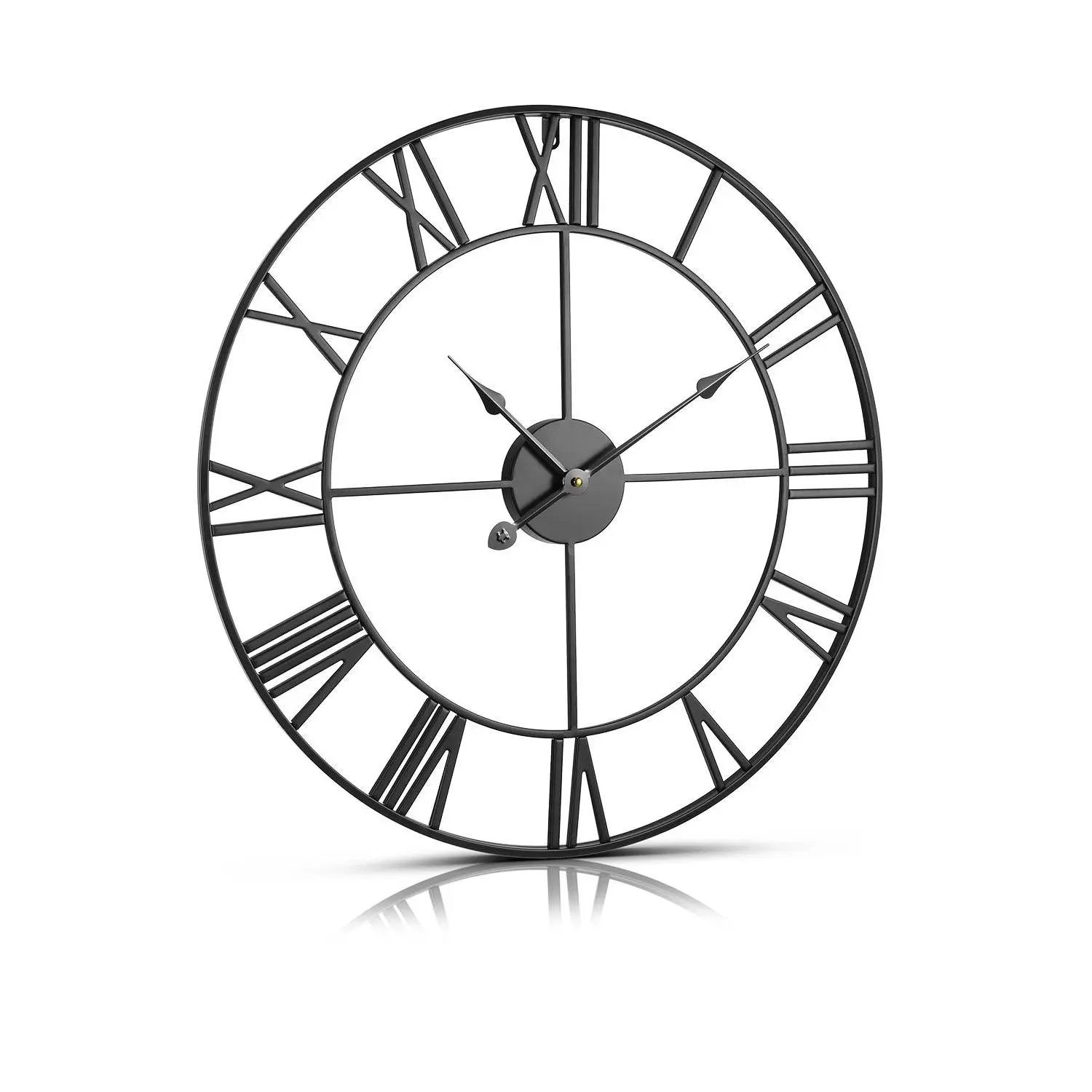 VEVOR Wall Clock,  24 in Wall Clock Roman Numerals, Battery Operated Non Ticking Silent Classic Decorative Round Clocks, for Living Room Bedroom Office Kitchen Dining Room Home Decor Farmhouse, Black,dorm decor,dorm room decor
